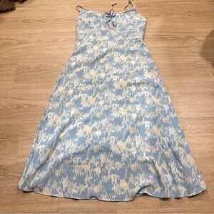 Women summer sky blue/white spaghetti string,long dress